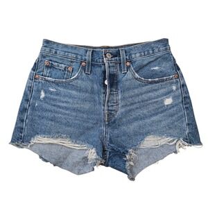 Levi's 501 High‎ Rise Distressed Denim Cutoff Shorts Women's Size 27